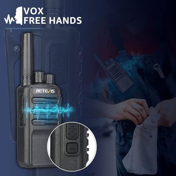 Retevis NR610 Talkie Walkie Professionell, PMR446 Radio Laddningsbar 1200mAh, AI Brusreducering, VOX, för Restaurang (4 St)
