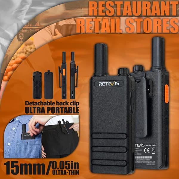 Retevis RT622P Professional Walkie Talkie, PMR446 1620mAh uppladdningsbara Walkie Talkies, USB-C, VOX, nödlarm (10 st, svart)