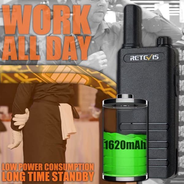 Retevis RT622P Professional Walkie Talkie, PMR446 1620mAh uppladdningsbara Walkie Talkies, USB-C, VOX, nödlarm (10 st, svart)