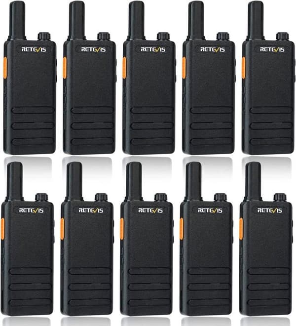 Retevis RT622P Professional Walkie Talkie, PMR446 1620mAh uppladdningsbara Walkie Talkies, USB-C, VOX, nödlarm (10 st, svart)