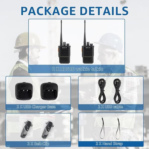 Retevis RB646 Vattentät Walkie Talkie IP67, Long Range Walkie Talkie för vuxna, Nödlarm, USB, VOX, för kajakpaddling
