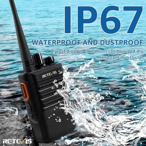 Retevis RB646 Vattentät Walkie Talkie IP67, Long Range Walkie Talkie för vuxna, Nödlarm, USB, VOX, för kajakpaddling