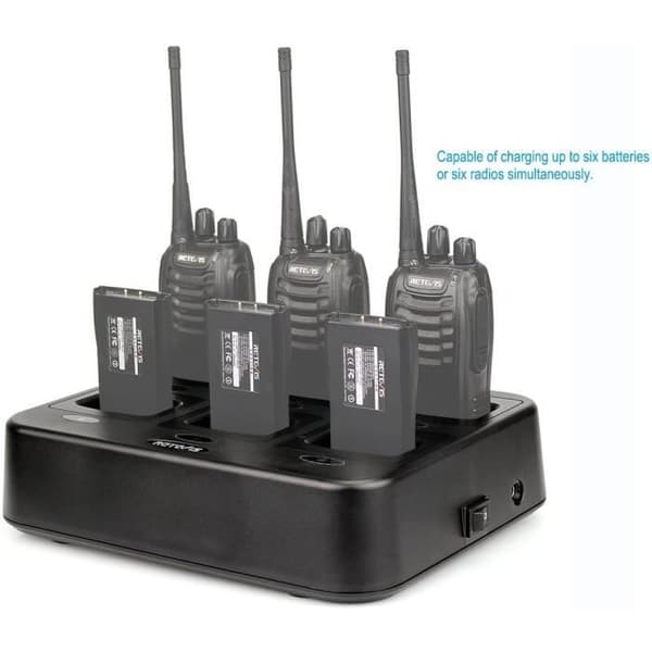 Retevis RTC777 Walkie Talkie Base Laddare 6 platser Laddare Kompatibel med Baofeng 888S (1 st)