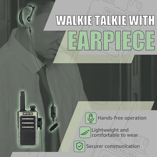 Retevis RB666 Professional Walkie Talkie, Snabbladdare, PMR446 Wireless Clone, VOX Small Walkie Talkie med hörlurar (10 st)