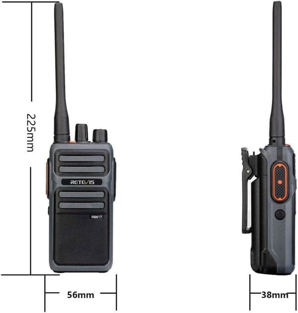Retevis RB617 Uppladdningsbar Walkie Talkie, 4400mAh, 2 i 1 Type-C USB-kabel, PMR446 VOX, Nödlarm, Tvåvägsradio