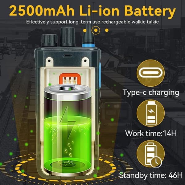 Retevis P1 Professional Walkie Talkie, Long Range Digital Walkie Talkie, Superheterodyne Relay, 2500mAh, Nödlarm (2st)
