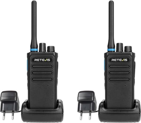 Retevis P1 Professional Walkie Talkie, Long Range Digital Walkie Talkie, Superheterodyne Relay, 2500mAh, Nödlarm (2st)