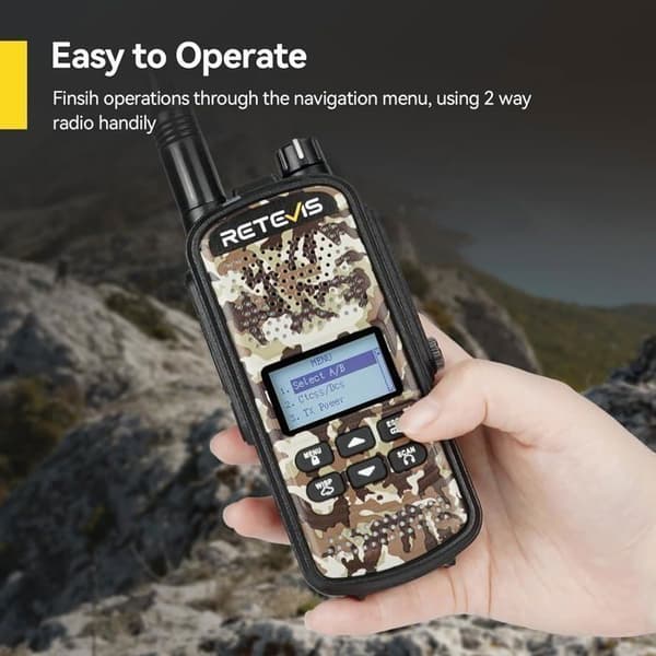 Retevis EZ62 Walkie Talkie, Dual Band, 2200mAh, One-Touch Mute, Jaktsamtal, IP67 vattentät, Jakt tvåvägsradio
