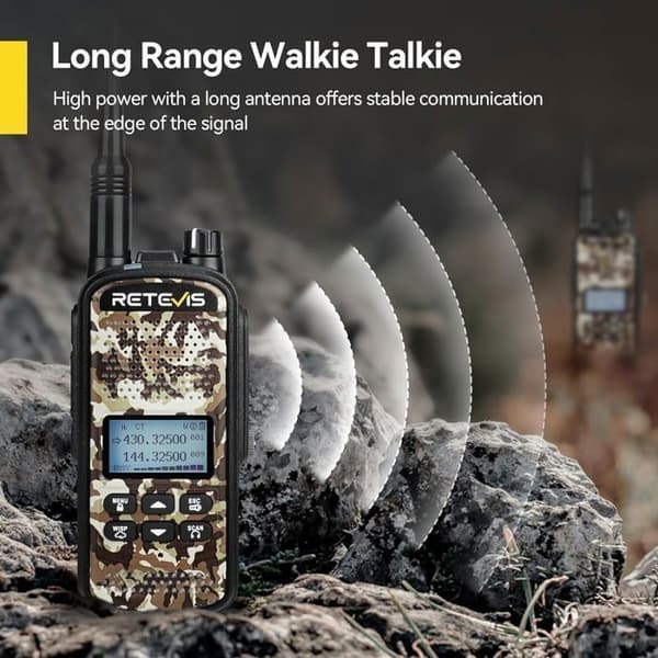 Retevis EZ62 Walkie Talkie, Dual Band, 2200mAh, One-Touch Mute, Jaktsamtal, IP67 vattentät, Jakt tvåvägsradio