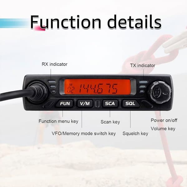 Retevis RT98 Walkie Talkie, Mini Mobile Transceiver 199 kanaler CTCSS/DCS DTMF Mini Mobile Radio med mikrofon (svart)
