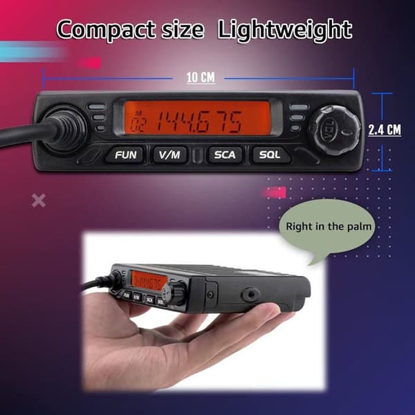 Retevis RT98 Walkie Talkie, Mini Mobile Transceiver 199 kanaler CTCSS/DCS DTMF Mini Mobile Radio med mikrofon (svart)
