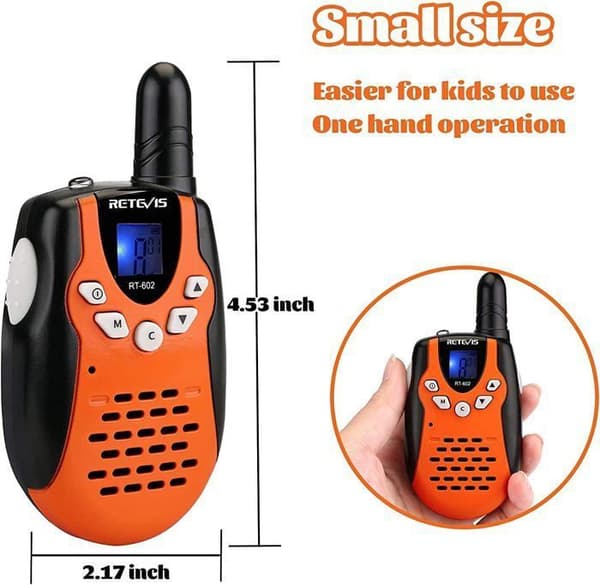 Retevis RT602 Walkie Talkie Barn Återuppladdningsbar, Lång Räckvidd Ficklampa VOX, med Li-ION Batteri och Laddare, Presentleksak