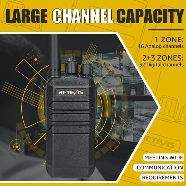 Retevis RT40 Walkie Talkie, PMR446 Ham Portable Two-Way Radio, 48 Channels DMR Digital Analog, 2000mAh, för säkerhet