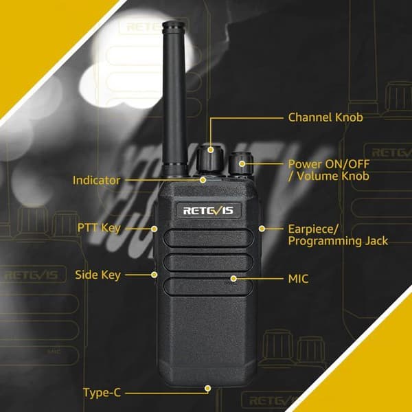 Retevis RT40 Walkie Talkie, PMR446 Ham Portable Two-Way Radio, 48 Channels DMR Digital Analog, 2000mAh, för säkerhet