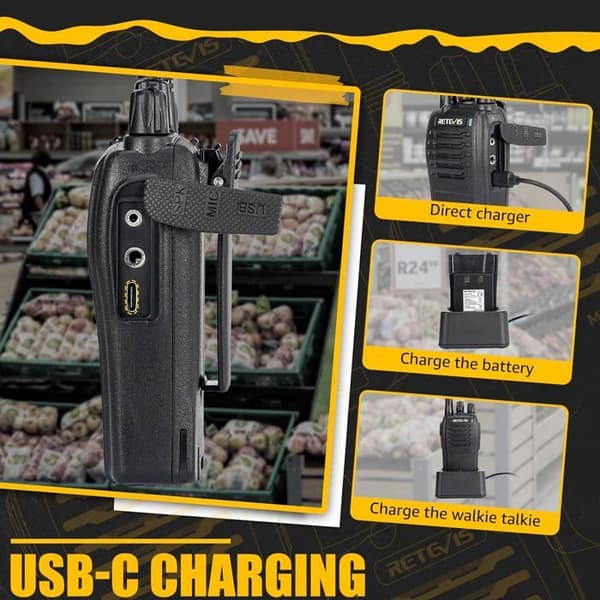 Retevis RB668 Walkie Talkie, professionell tvåvägsradionödlarm, LED-ficklampa VOX Squelch, 1200mAh (5 st)