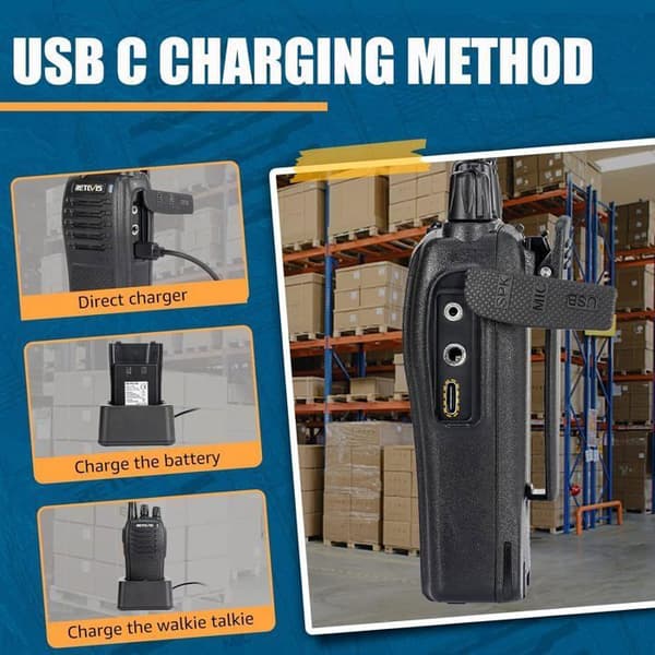 Retevis RB668 Walkie Talkie, PMR446 Walkie Talkie Nödsignal Lampa LED, USB-C, Uppladdningsbar för Lager, Skola (10 St)