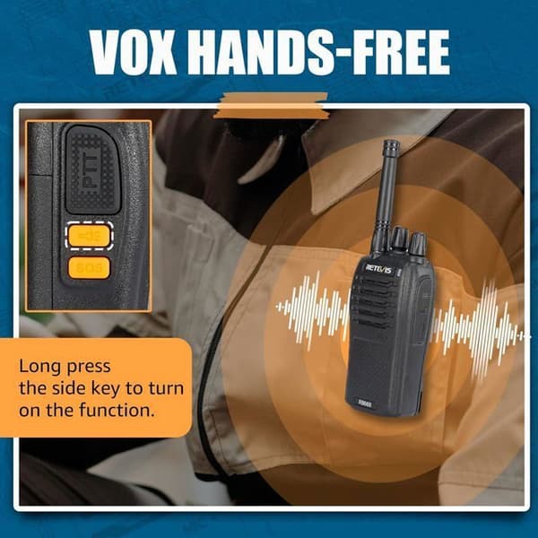 Retevis RB668 Walkie Talkie, PMR446 Walkie Talkie Nödsignal Lampa LED, USB-C, Uppladdningsbar för Lager, Skola (10 St)