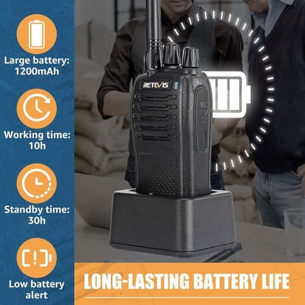 Retevis RB668 Walkie Talkie, PMR446 Walkie Talkie Nödsignal Lampa LED, USB-C, Uppladdningsbar för Lager, Skola (10 St)
