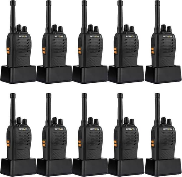 Retevis RB668 Walkie Talkie, PMR446 Walkie Talkie Nödsignal Lampa LED, USB-C, Uppladdningsbar för Lager, Skola (10 St)