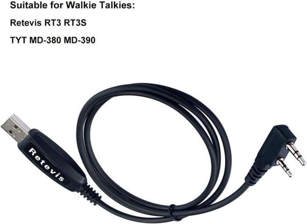 Retevis USB-programmeringskabel kompatibel med RT3 RT3S Walkie Talkie TYT MD-380 DMR Digital Walkie Talkie (1 st)