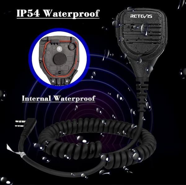 Retevis RS112 Walkie Talkie Högtalare Mikrofon 2-stift Vattentät IP54-kompatibel Retevis RT22 RT27 Baofeng UV5R BF-888S Kenwood