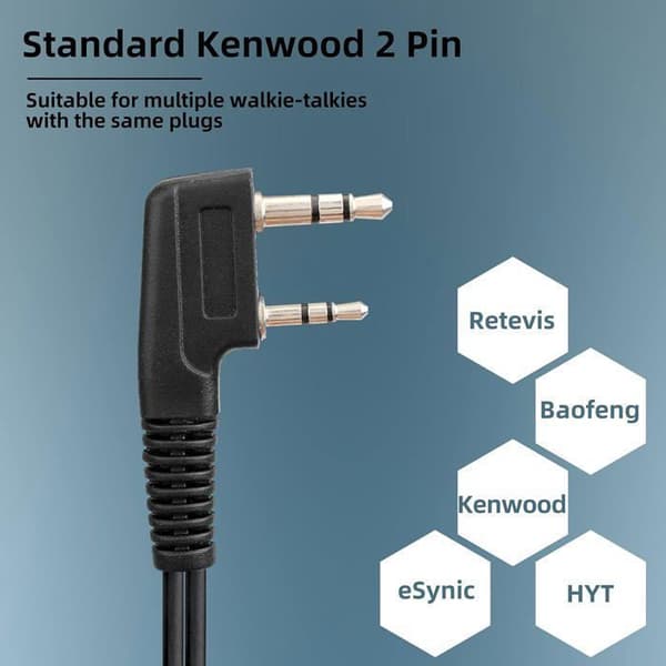 Retevis Walkie Talkie hörsnäcka 2-stifts akustiskt rör Headset MIC PTT hörsnäcka, RT24 RT27 Baofeng BF-88E BF-888S Kenwood HYT WOUXUN