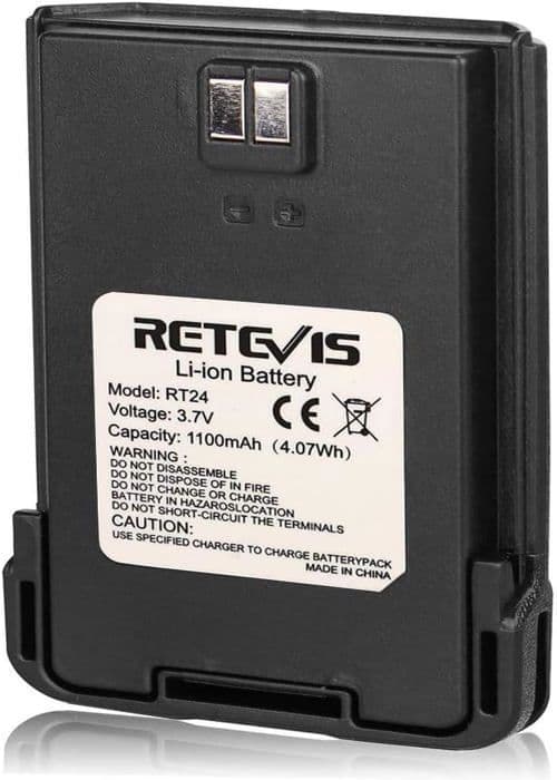 Retevis RT24 Walkie Talkie Litiumbatteri 1100mAh 3,7V Kompatibla RT24 Walkie Talkies (svart, 1 st)