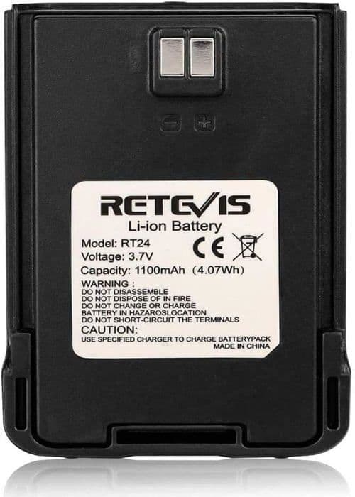 Retevis RT24 Walkie Talkie Litiumbatteri 1100mAh 3,7V Kompatibla RT24 Walkie Talkies (svart, 1 st)