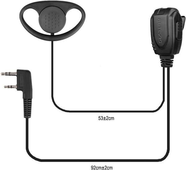 Retevis RE3224 Walkie Talkie hörsnäcka typ-D 2-stifts headset hörsnäcka kompatibel RT24 RT27 RT617 Baofeng BF-888S Kenwood(5 st)