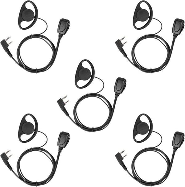 Retevis RE3224 Walkie Talkie hörsnäcka typ-D 2-stifts headset hörsnäcka kompatibel RT24 RT27 RT617 Baofeng BF-888S Kenwood(5 st)