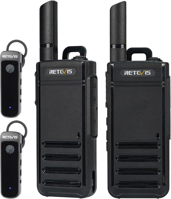 Retevis RB639P trådlös walkie talkie, PMR446 tvåvägsradio med trådlöst headset, Type-C, VOX, bilresor (2 st)