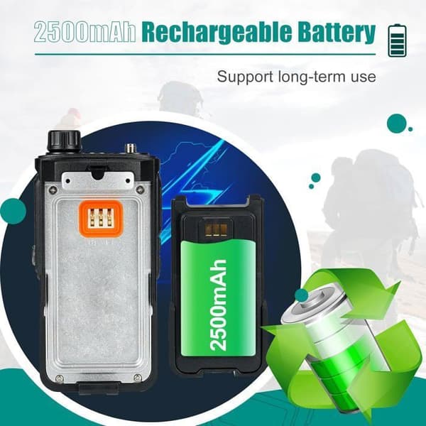 Retevis RA89 Radioamatör Dubbelband, Hög Effekt, IP68, VFO, 2500mAh, USB A-C Laddningsbar, för Terräng, Jakt