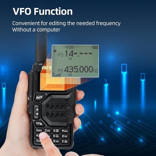 Retevis RA79 Walkie Talkies, Dual Band Ham Radio, 1400mAh, FM/AM, Support VFO/CPS/Chirp, 2 Way Radio för jakt, resor (2st)