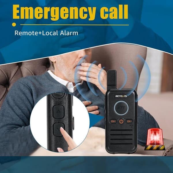 Retevis RB645 Uppladdningsbar Walkie Talkie, PMR446 bärbar tvåvägsradio, Dual PTT-radio, USB C VOX, för camping (2 st)