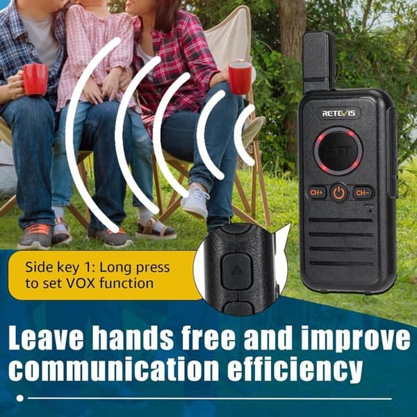 Retevis RB645 Uppladdningsbar Walkie Talkie, PMR446 bärbar tvåvägsradio, Dual PTT-radio, USB C VOX, för camping (2 st)