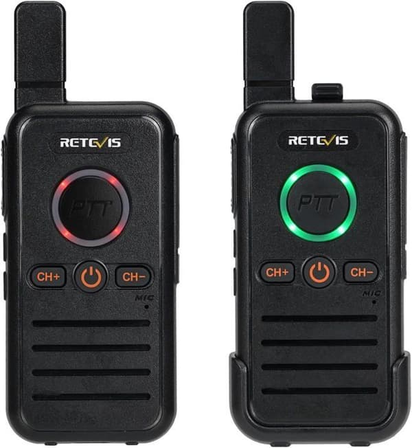 Retevis RB645 Uppladdningsbar Walkie Talkie, PMR446 bärbar tvåvägsradio, Dual PTT-radio, USB C VOX, för camping (2 st)