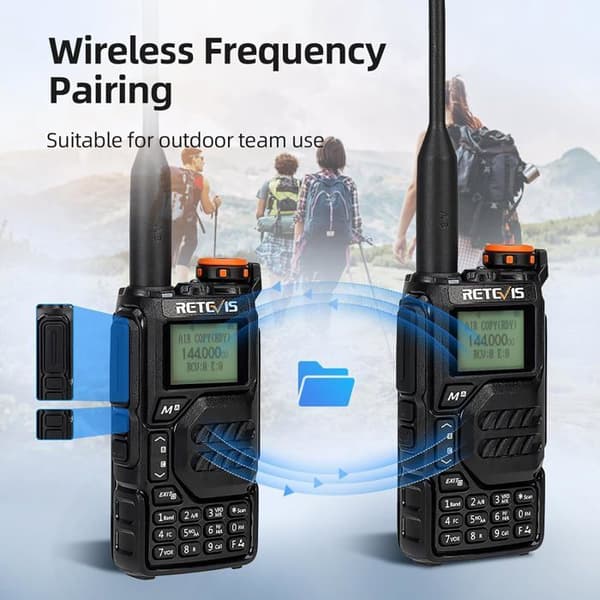 Retevis RA79 Walkie Talkies med mikrofonhögtalare, FM/AM, 1400 mAh, långdistans, tvåvägsradio för jakt (2 stycken)