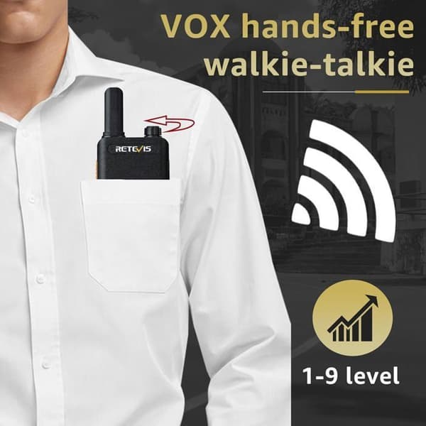 Retevis RT622P Talkie Walkie Uppladdningsbar, 1620mAh, 15mm Ultra Tunn, VOX, Professionell Tvåvägsradio med Hörlurar (6 St)