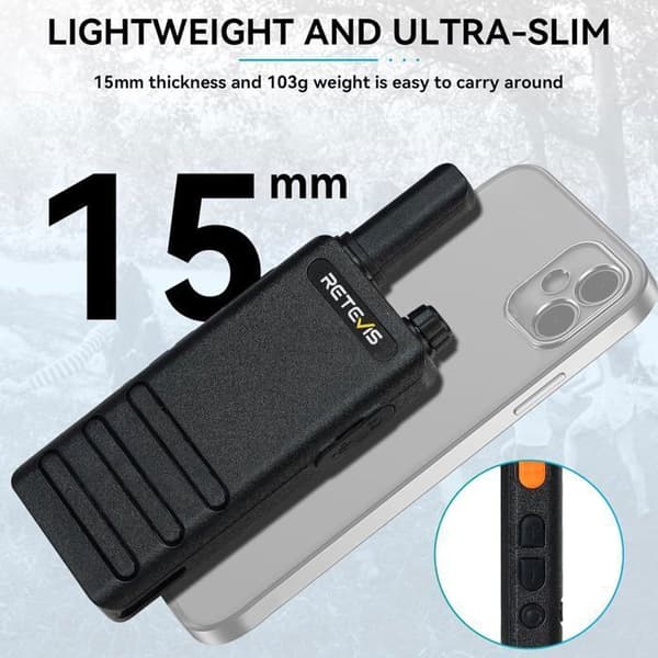 Retevis B63H Walkie Talkie Lång Räckvidd, Ultra-Tunn Tvåvägsradio med Skärm, 1620mAh, VOX, Professionell för Camping