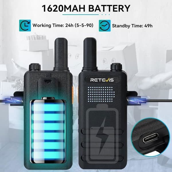 Retevis B63H Walkie Talkie Lång Räckvidd, Ultra-Tunn Tvåvägsradio med Skärm, 1620mAh, VOX, Professionell för Camping