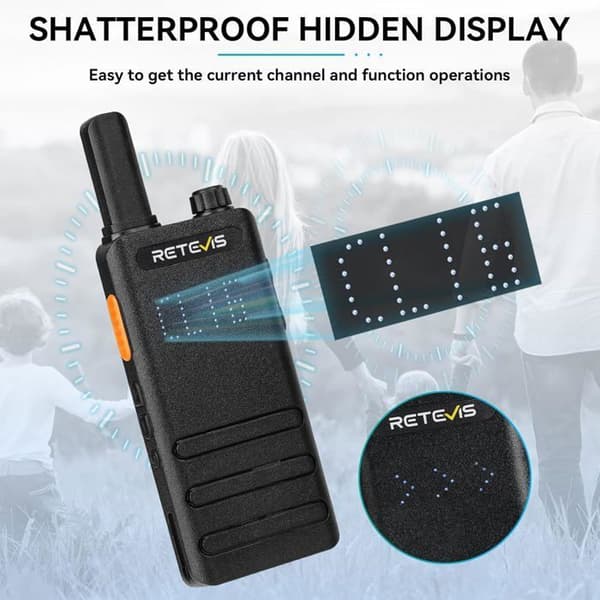 Retevis B63H Walkie Talkie Lång Räckvidd, Ultra-Tunn Tvåvägsradio med Skärm, 1620mAh, VOX, Professionell för Camping
