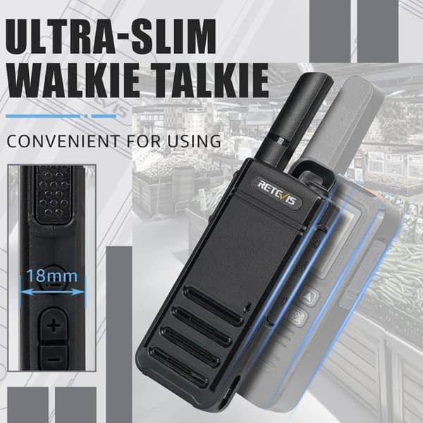 Retevis RB639P Uppladdningsbar Walkie Talkie, Mini tvåvägsradio med hörsnäcka, PMR446, USB, Ultra-Tunn Professional (4st)