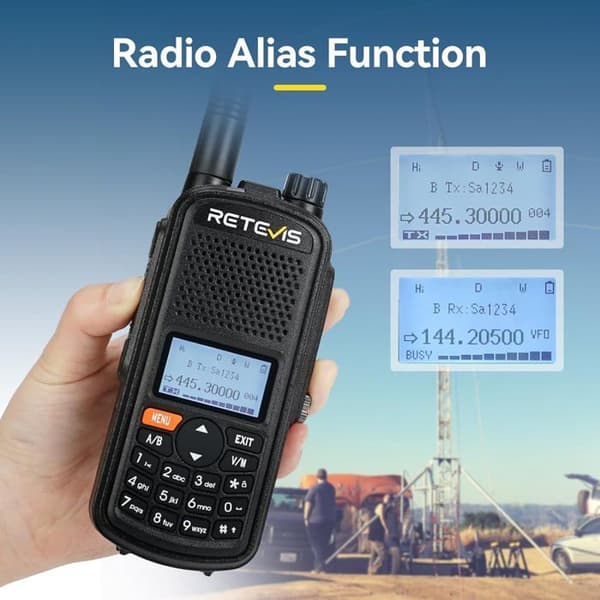 Retevis A61 amatörradio, Dual Band Radio, IP67 vattentät walkie talkies, FM/AM-band, 2200 mAh batteri, Sub PTT, USB-C (2 st)