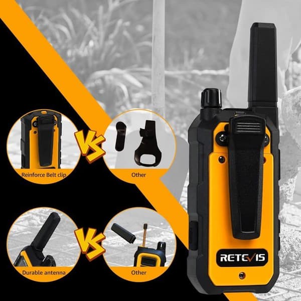 Retevis RB648 Walkie Talkie, IP67, Dammtät, Heavy Duty, 2000mAh USB C, PMR446, Advanced Triple Proof Walkie Talkie (6 st)