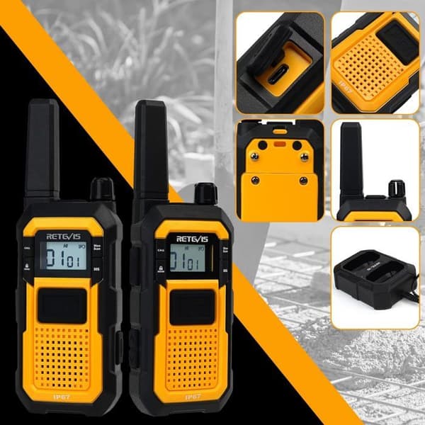 Retevis RB648 Walkie Talkie, IP67, Dammtät, Heavy Duty, 2000mAh USB C, PMR446, Advanced Triple Proof Walkie Talkie (6 st)