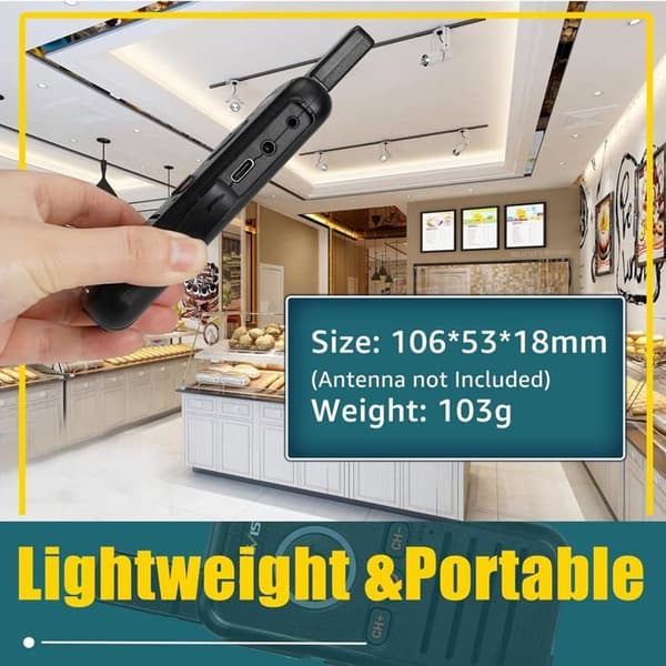 Retevis RB645 Walkie Talkie med hörsnäcka, professionell dubbel PTT, stora knappar, VOX, uppladdningsbar USB-C handsfree, hotell (6 st)