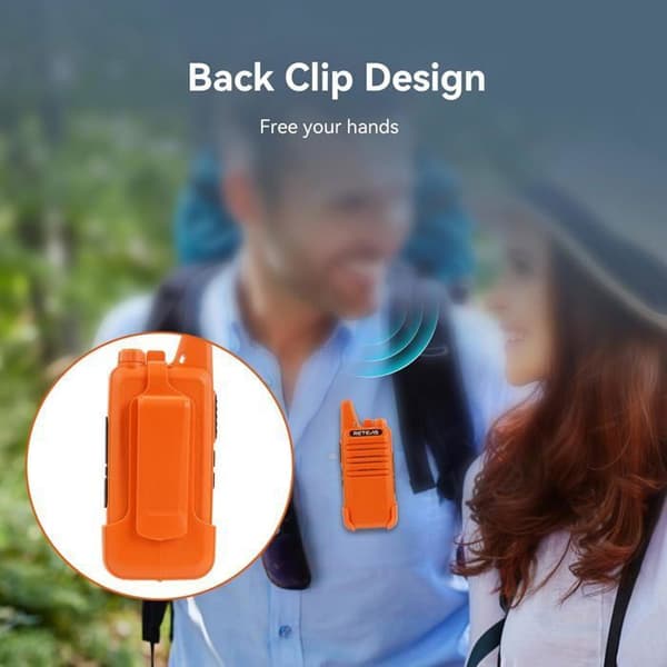 Retevis RT622 Walkie Talkie Uppladdningsbar USB, PMR446, USB-C, 1000mAh, VOX, 16 Kanaler Walkie Talkie Lång Räckvidd för Familj, Camping