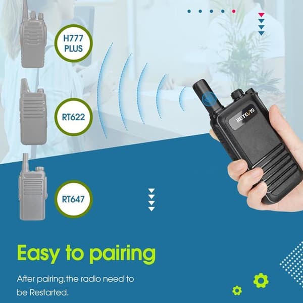 Retevis RB647 Walkie Talkie för vuxna, IP67 vattentät Walkie Talkie, PMR446, Uppladdningsbar, Portabel, 1000 mAh, VOX, Professionell (10 st)