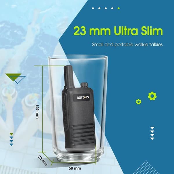 Retevis RB647 Walkie Talkie för vuxna, IP67 vattentät Walkie Talkie, PMR446, Uppladdningsbar, Portabel, 1000 mAh, VOX, Professionell (10 st)