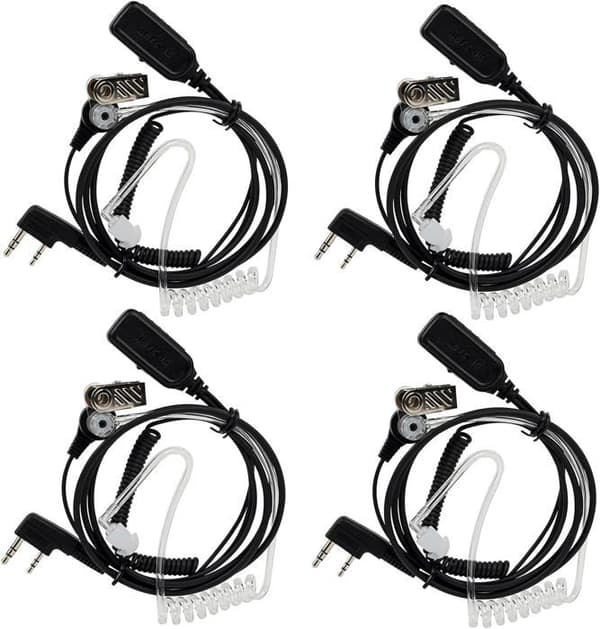 Retevis Walkie Talkie-hörlurar, radiohörlurar med spole, kompatibla RT24 RT27, Baofeng 888S, Kenwood, eSynic, HYT, etc (4 st)